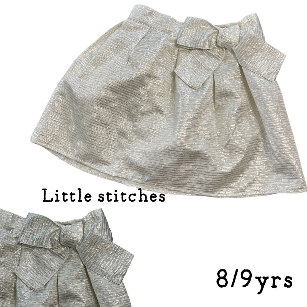 Little Stitches Girl’s Gold Bow Metallic Skirt size 8/9yrs